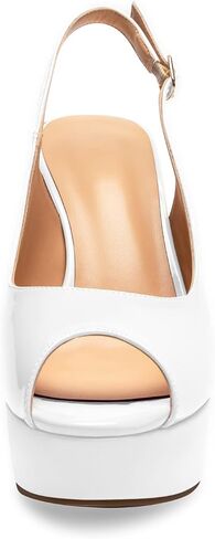 Mettesally Women's Peep Toe Sandals Chunky Platform Heeled Pumps Slingback Heels Summer Dress Shoes in Kuwait
