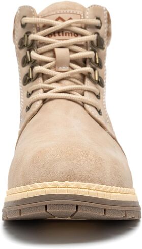 أحذية شتوية للمشي لمسافات طويلة من COTTIMO للنساء - حذاء عمل قتالي بني كاجوال - أحذية للكاحل مبطنة بالفراء غير قابلة للانزلاق - أحذية عصرية أحذية جلدية مقاومة للماء in Kuwait