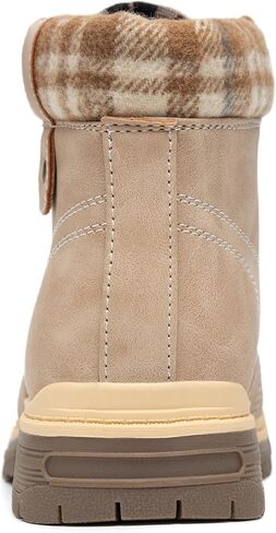 أحذية شتوية للمشي لمسافات طويلة من COTTIMO للنساء - حذاء عمل قتالي بني كاجوال - أحذية للكاحل مبطنة بالفراء غير قابلة للانزلاق - أحذية عصرية أحذية جلدية مقاومة للماء in Kuwait