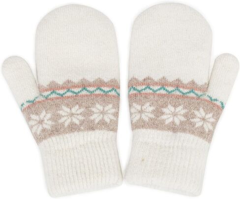 قفازات للتزلج في الهواء الطلق للمراهقين، قفازات شتوية دافئة، قفازات مزدوجة الطبقات بطباعة ندفة الثلج للأعمار من 7 إلى 14 عامًا in Kuwait