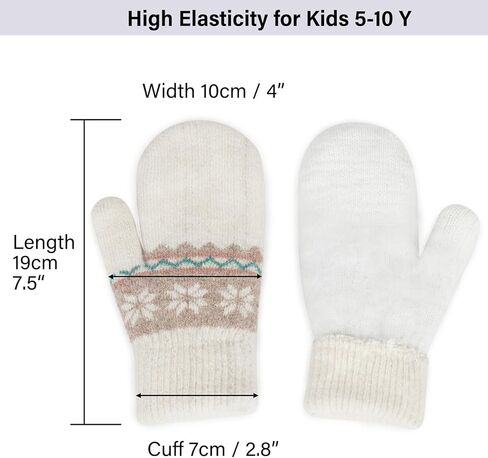 قفازات للتزلج في الهواء الطلق للمراهقين، قفازات شتوية دافئة، قفازات مزدوجة الطبقات بطباعة ندفة الثلج للأعمار من 7 إلى 14 عامًا in Kuwait