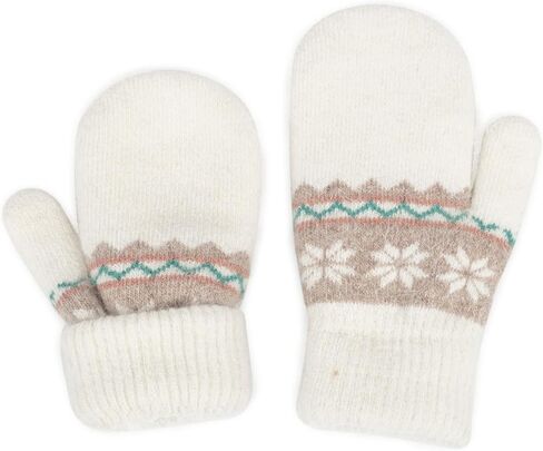 قفازات للتزلج في الهواء الطلق للمراهقين، قفازات شتوية دافئة، قفازات مزدوجة الطبقات بطباعة ندفة الثلج للأعمار من 7 إلى 14 عامًا in Kuwait