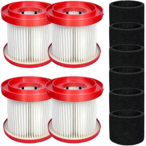 Vacuum Filters 49-90-1900 4 Pack and Sponge Filters 49-90-2015 6 Pack Fit for FUEL Packout 0970-20, for M12 FUEL 1.6 Gallon 0960-20, for Milwaukee Wet Dry Cordless M18 2 Gallon 0880-20