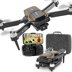 F198 Drone with Camera 720P HD, 90° Adjustable Lens, Foldable FPV Drone for Adult Beginners, WiFi APP, 3D Flip, Auto Hold, Optical Stream Positioning, Waypoint Flight, Carrying Case