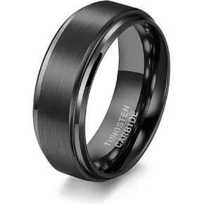 VQYSKO Tungsten Ring for Men, 6mm-8mm Width, Gold, Silver, Matte Brushed Finish, Comfort Fit, Size 6-12