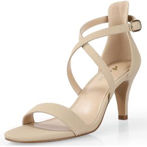 كعب Ankis للنساء بكعب عاري 3 بوصة صنادل متقاطعة بكعب ستيليتو مفتوحة من الأمام لحفلات الزفاف المسائية وحفلات العودة للوطن in Kuwait