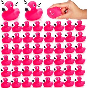 Goaste 50 Pieces Flamingo Rubber Ducks Bulk, Mini Pink Flamingo Bath Toys, Cute Floating Squeaky Bathtub Ducks for Baby Shower, Birthday Party, Cake Decoration, Classroom Prizes