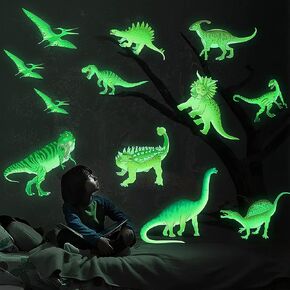 MESU Dinosaur Glow in The Dark Stickers Luminous Wall Decals Ceiling Decor for Boys Room Nursery Kids Gift Dinosaur