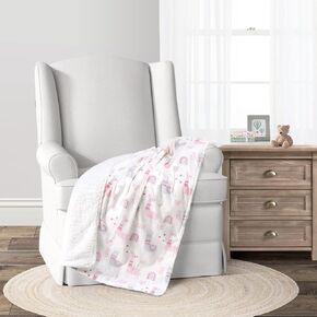 Lush Decor Llama Love Reversible Soft & Plush Oversized Soft Blanket, 50" x 36", Pink