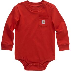 Carhartt Kid's CA5003 Long-Sleeve Pocket Bodysuit - 6 Months - Molten Lava
