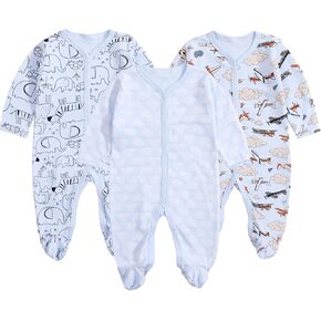 Baby Long Sleeve Unisex 3 Pack Footies Rompers Cotton Infant Jumpsuits Babies' Outfits Onsies Baby Shower Gifts