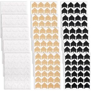 15 Sheets 360 Pcs Corners Stickers, Self-Adhesive Photo Corners Stickers Scrapbook Picture Corners for DIY Scrapbook, Photo Album, Picture Frames, Memory Books, Journal (3 Colors)