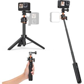 VRIG 21" Extendable Selfie Stick Tripod for GoPro with 360° Ballhead, Portable Vlog Selife Stick Tripod Stand for GoPro Max Hero 11 10 9 8 7 6 5 DJI OSMO Action 4 Camera