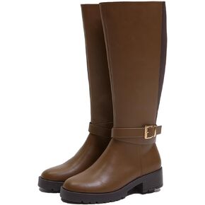 Stratuxx Kaze Women's Knee High Boots Wide Calf Side Zipper Low Heel Riding Boots Womens Tall Boots