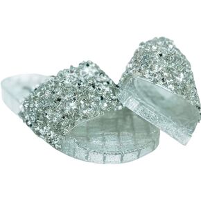 Women's Summer Flip Flops Open Toe Jelly Sandals Silver Rhinestone Glitter Slides Sandals