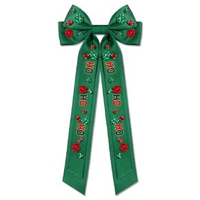 Christmas Hair Bows Large Red Plaid Christmas Charm Jewels Hair Bow Clips for Girls Women Barrettes Winter Holiday Hair Bows Barrettes Accessories (red plaid Christmas bow B)