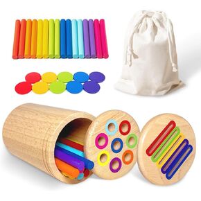 Wuffove Montessori Toys for 3-5 Year Old, Toddler Wooden Learning Color Sorting Toys Age 3 4 5, Developmental Infants Sensory Matching Games for Baby Boys Girls Gifts