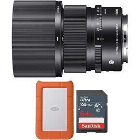 Sigma 90mm F2.8 DG DN Contemporary Lens for Sony E-Mount Bundle with 1 TB Hard Drive and Memory Card (3 Items)