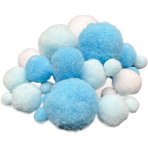 130Pcs Colorful Pompoms,Assorted Sizes and Colors Pompoms for DIY Creative Crafts Decorations(Light Pink/White/ Yellow)