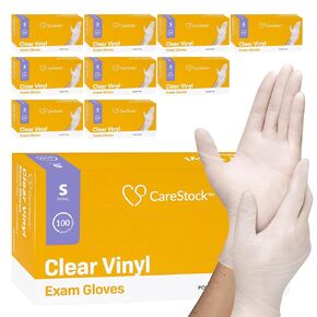 Ivory Vinyl Exam Gloves - Ultra-Strong with Slip-Resistant Textured Grip, Disposable Powder-Free Medical Gloves for Cooking & Healthcare - Large, 100 Count, 1 Box