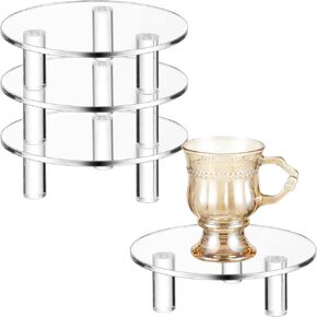 3 Pcs 5 Inch Round Acrylic Risers Display Stands Small Clear Round Acrylic Display Riser for Cake Food Jewelry Figurines Collectibles Table Decor Organizer