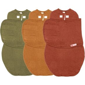 embé 3-Pack Starter Swaddle Blanket Wrap for Babies 0-3 Months / 6-14 lbs - Rust, Sand, Spruce | Legs in & Out Design | Arms Tucked in | Stage 1 Sleep