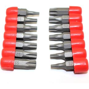 TMAX 14 pc T10H-T40H Tamper Proof 6 point Security Torx Impact Ready 1 Inch Long Screwdriver Insert Bit Set