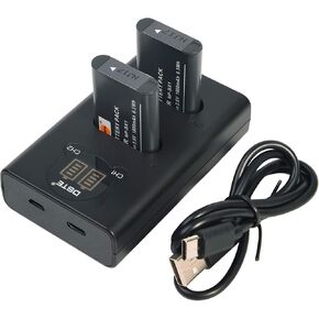DSTE 2-Pack NP-BX1 Battery + Dual LCD Battery Charger Compatible with Sony ZV-1, DSC-H400, DSC-RX1R, DSC-RX1R/B,DSC-HX300, DSC-HX400, DSC-RX1, DSC-RX100