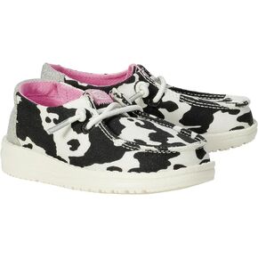 Hey Dude Kids Wendy Cowgirl Sparkle (Toddler) - Loafers for Kids - Canvas Upper - Cotton Lining - Round Toe Black/White 8 Toddler M