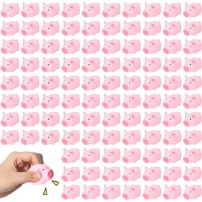 60 Pcs Rubber Pig Bath Toy Bulk Mini Pig Toys Float and Squeak Pig Toy Pink Piggy Bathtub Toys for Baby Shower Halloween Christmas Birthday Party Supplies (2x1.4x1.4)