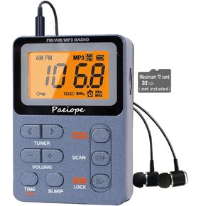 Portable Radio AM FM, Rechargeable Pocket Radio with Best Reception Digital Tuning, MP3, Stereo Earphone, Large LCD Screen, TF Card Socket, Transistor Radio for Jogging/Gym/Camping…