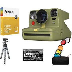 Bundle of Polaroid Now R Plus Generation 2 Bluetooth Connected I-Type Instant Film Camera (Forest Green) + Table Tripod + Pack of Film + Microfiber Cloth