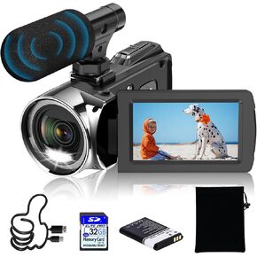 Video Camera Camcorder Ultra HD 4K 48MP Digital Cameras Recorder for YouTube TikTok 3 Inch 270 Degree Rotation Screen 18X Zoom Vlogging Camcorders for Kids