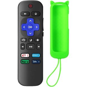 3 Pack Soft Silicone Case with 2 Pack Replacement Remote Control for Roku TV, Universal Remote for TCL Roku/Hisense Roku/Sharp Roku/Philips Roku/Onn Roku Series Smart TVs (Not for Roku Stick and Box)