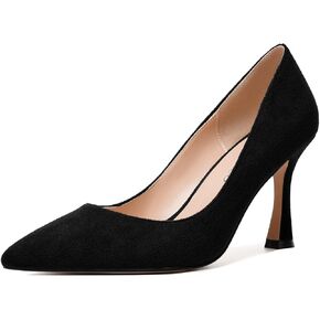 MODENCOCO Womens Fashion Slip On Pointed Toe Sexy Party Suede Stiletto High Heel Pumps Dress Shoes 3.5 Inch