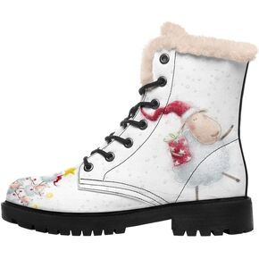 Womens Winter Boots,Custom Christmas Snow Boots Cute Santa Claus Print Fur Boots For Women Waterproof Slip On Warm Winter Snow Boots