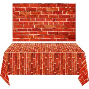 Chuangdi 4.5 x 9 Feet Brick Stone Wall Backdrop Stone Wall Scene Setter Brick Sheet Wallpaper Curtains Door Removable Brick Tablecloth Photo for Winter Halloween (Old Red, Brick)