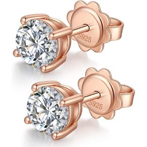 18K White Gold Plated CZ Diamond Stud Earrings 925 Sterling Silver Cubic Zirconia Stud Earrings for Women/Men Hypoallergenic Stud Earrings 4MM-8MM