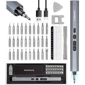 UnaMela Mini Electric Screwdriver Set: 140 in 1 Small Electric Screwdriver Cordless - 120 Precision Bits, 5 Torque Settings, LED Light, Magnetic Power Screwdriver Repair Tool Kit for PC RC Electronics