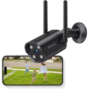GNCC 2K Security Cameras Outdoor for Home Security CCTV Camera IP65 Waterproof Home Surveillance Camera with 2-Way Audio Night Vision Motion Detection Work w/Alexa