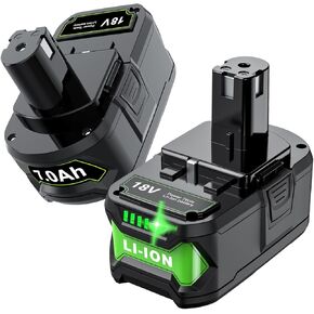 TURPOW 2Pack 7.0Ah Replacement for Ryobi 18V Lithium Battery Compatible with Ryobi 18 Volt ONE+ Plus P107 P108 P102 P103 P104 P105 P109 P122 Cordless Tools