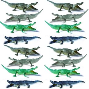 SENSORY4U Crocodile Toys 16 pcs 6 Inch Alligator Action Figure, Crocodile Hunter Action Figure, Crocodile Animal Toy - for Party Favors, Gifts, Prizes, Rewards, Giveaways - Assorted Colors (Colorful)