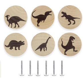 6Pack Wood Cabinet Nursery Kids Animal Dresser Baby Knobs Unique Cute Nursery Dinosaur Farm Dresser Knobs for Cabinets Furniture