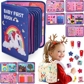 Busy Book for Toddlers 1-3 - Montessori Toys Busy Board for 1 2 3 Year Old Boy Girl Birthday Gift, 20 in 1 Preschool Learning Activities Toy, Educational Sensory Toys for Kids Ages 2-4
