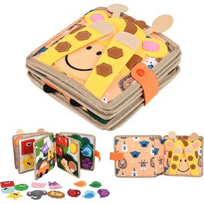 Montessori Busy Book for Toddlers Kids DIY Felt Quiet Activity Book 3D Activities Cloth Story Book Preschool Learning Education Toys-Quiet Activity Book with Life Skills, Cognition, Sorting (Fawn)