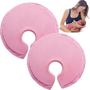 Soft Gel Breast Therapy Pads for Breastfeeding & Pumping, Hot Cold Breast Ice Pack, Nursing Pain Relief (Pink)