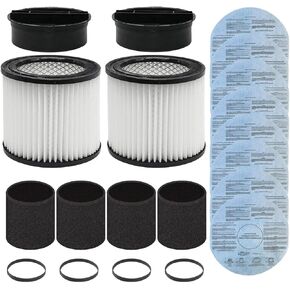 ANBOO Filter Replacement for Shop Vac 90304 90333 90350, 90107 Dry Paper Disc Filter & 90585 Foam Sleeve Filter Fit for Shop Vac Wet/Dry Vacuum Cleaners 5 Gallon and above, with 4 Retaining Bands
