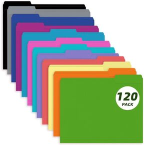 File Folder, PANDRI 120 Pack File Folder, 1/3 Cut Tab, Letter Size, Filing Folder for Office School Business, Yellow