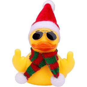 Christmas Yellow Rubber Duck Car Dashboard Decorations Duck Car Ornaments with Christmas Hat Scarf Sunglasses Cool Prop for Car Accessories