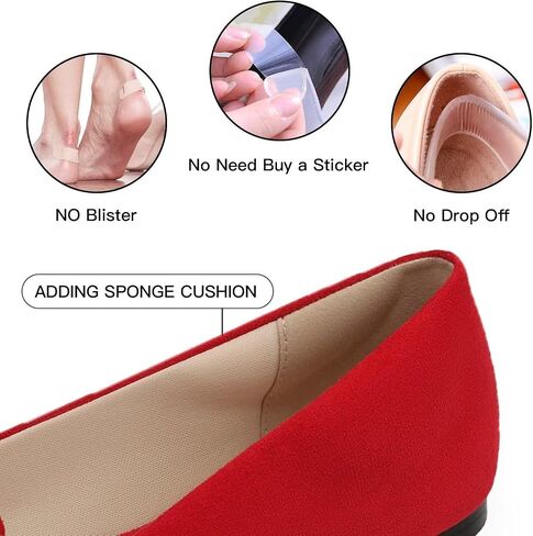 حذاء مسطح من MUSSHOE للنساء سهل الارتداء بمقدمة مستديرة مريح للنساء حذاء باليه مسطح بدون كعب للنساء باللون الأحمر 7.5 in Kuwait